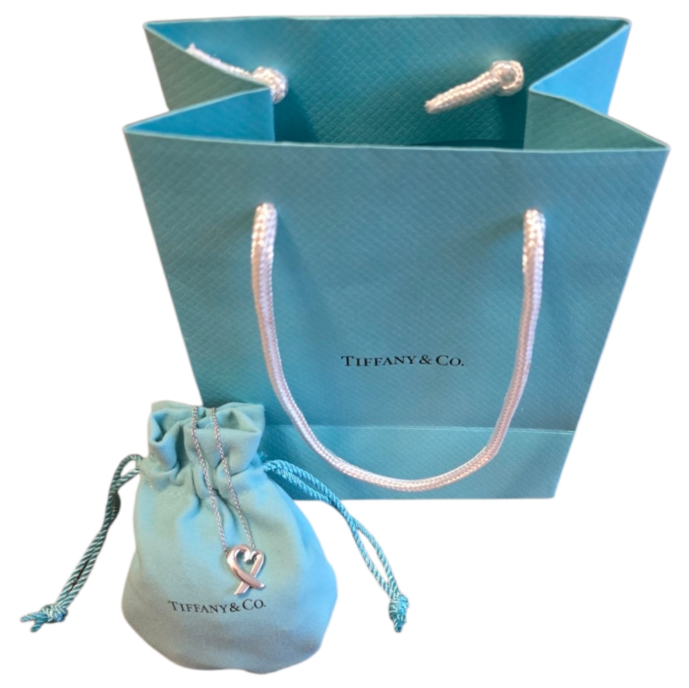 TIFFANY & Co 925 Silver Loving Heart Necklace W/Pouch & Gift Bag ❤️ EUC❤️